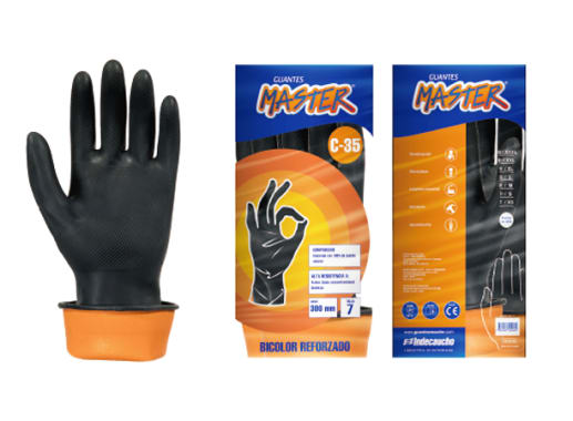 7861027542040 - GUANTES MASTER REFORZADO NEGRO/NARANJA C35 T/8