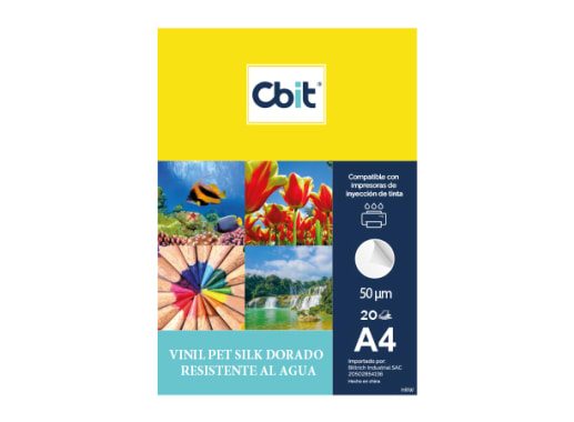 PAQ. 20H. VINIL ADHESIVO PET A4 SILK DORADO