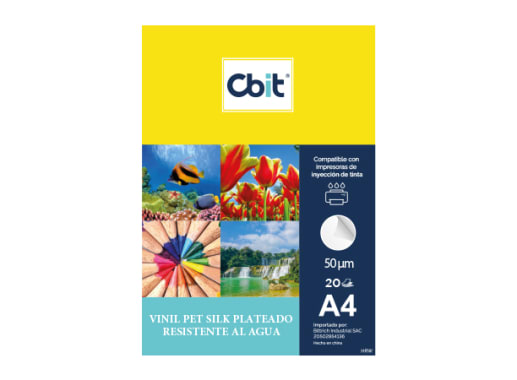 PAQ. 20H. VINIL ADHESIVO PET A4 SILK PLATEADO