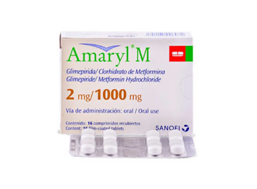 AMARYL M 2MG+1000MG COMPRIMIDO RECUBIERTO X 16