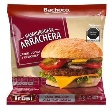 Carne Bachoco Arrachera Para Hamburguesas Bolsa 113 g x 8