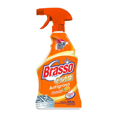 Limpiador Líquido Brasso Gold Antigrasa Naranja 650 mL