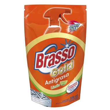 Limpiador Líquido Brasso Desengrasante Cocina Naranja 500 mL