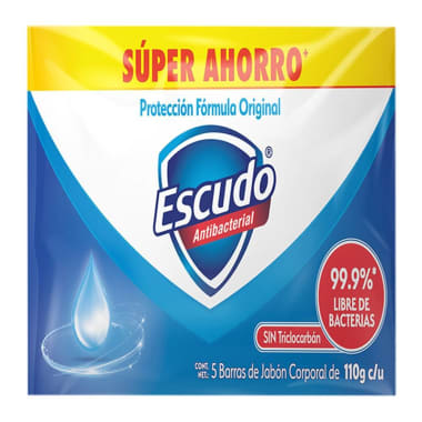 Jabon Escudo Antibacterial Azul 110 g X5