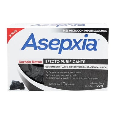 Jabón Facial Asepxia Efecto Purificante Carbón 100 g