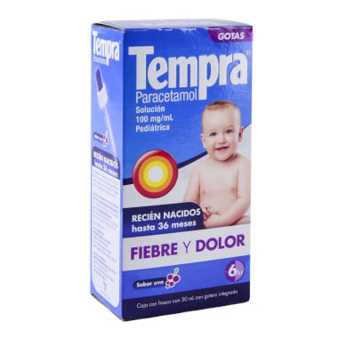 Suspensión Pediátrica Tempra Fiebre Y Dolor Sabor Uva 30Ml