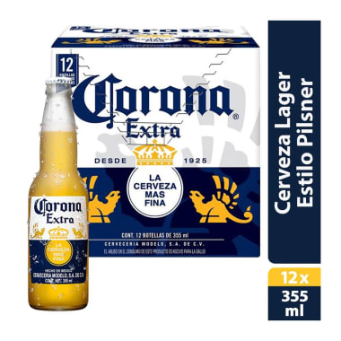 Cerveza Corona Extra Botella 355 mL x 12