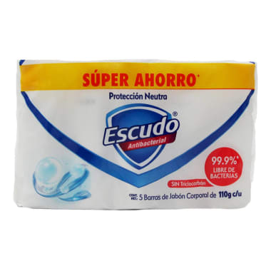 Jabón AntibacterialEscudo Neutro 110 g x 5 U