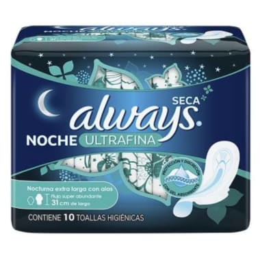 Toallas Femeninas Always Ultrafina Noche 10 U