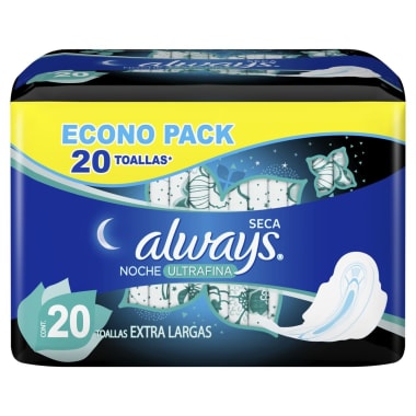 Toallas Always Femeninas Utrafina Noche Seca Con Alas 20 u