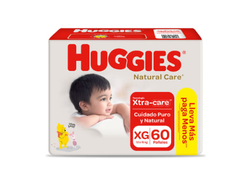 HUGGIES PAÑAL NATURAL CARE XG X 60 