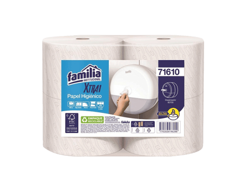 Familia Papel Higiénico Jumbo Xtra1 blanco hoja doble precortado 200m