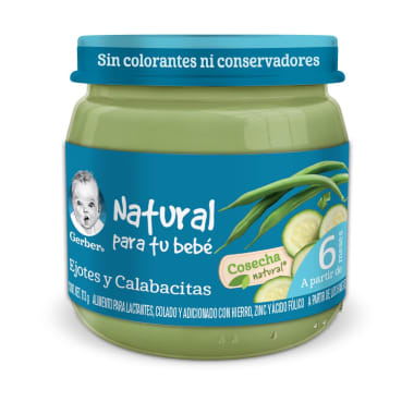 Papilla Gerber Cosecha Natural Etapa 2 Ejotes y Calabacitas 113g