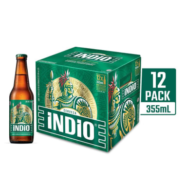 Cerveza Indio Oscura Botella 355 mL x 12