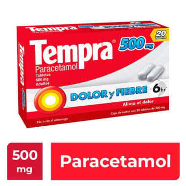 Tempra Adultos Dolor Y Fiebre 500 Mg 20 Tabletas