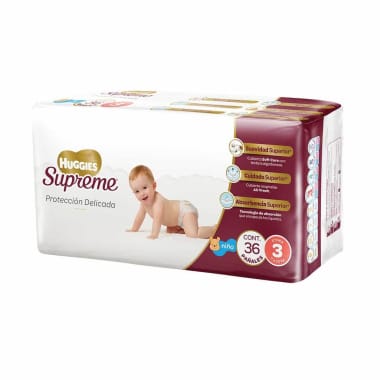 Pañales Huggies Supreme Etapa 3 Pure & Natural Niño 36 U