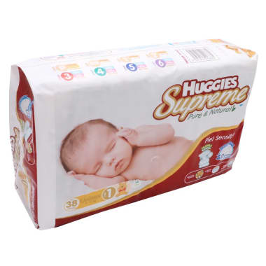 Pañales Huggies Supreme Etapa 1 Pure & Natural 38 U