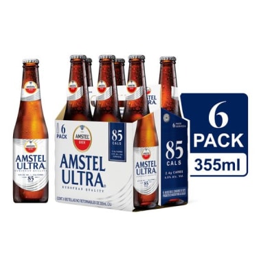 6 pack Cerveza  Amstel Ultra Botella 355 mL