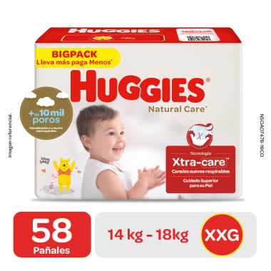 HUGGIES PAÑAL NATURAL CARE XXG X 58