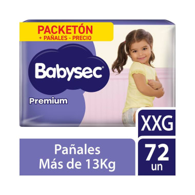 BABYSEC PAÑAL PREMIUM XXG X 72 PAQUETE