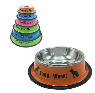 PLATO P/GATO COLORES 14cm METAL REDONDO