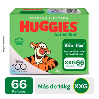 HUGGIES PAÑAL ACTIVESEC XXG X 66 (PAQUETE)