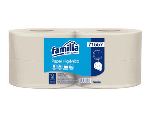 FAMILIA Papel Higiénico Jumbo natural hoja sencilla 550m