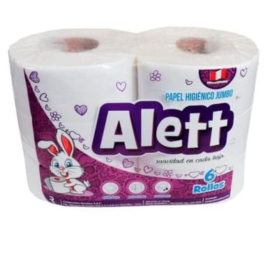 Papel Higienico Jumbo Alett X 6 Rollos 200 Mt Doble Hoja