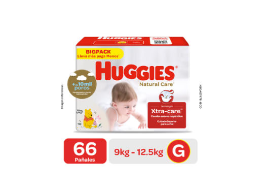 HUGGIES PAÑAL NATURAL CARE G X 66 