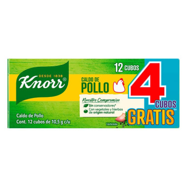 Consome Knorr Suiza Pollo 8 Cubos + 4 Gratis