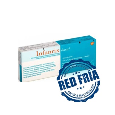 INFARIX-HEXA (GSK) PVO. LIOF. 1 DOSIS 0.5 ML 1 JGA. PREC.+2 AGUJ. (RED FRÍA).  Toxoide Diftérico, Toxoide tetánico, Virus de la Hepatitis B