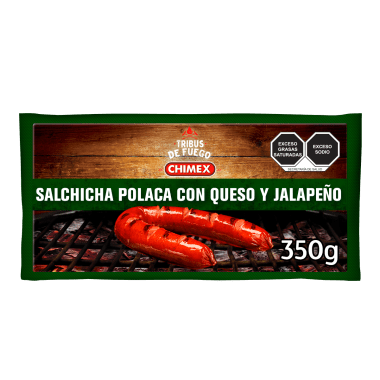 Salchicha Polaca Con Queso Y Jalapeno Tribus De Fuego Chimex 350Gr.