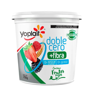 Yoghurt Yoplait Bat Doble Cero+Fibra Frutos Rojos 750Gr