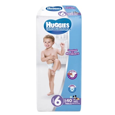 Pañal Huggies Ultraconfort Etapa 6 Niño C/40 Pzas