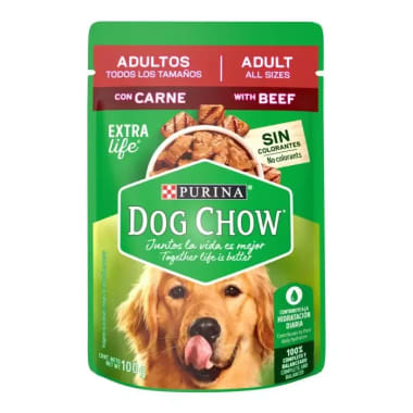 Alimento Dog Chow Adultos Rp Carne 100 Gr Pouch