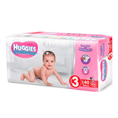 Pañal Huggies Ultraconfort Etapa 3 Niña C/40 Pzas