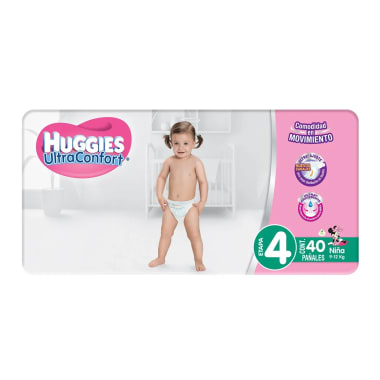 Pañal Huggies Ultraconfort Etapa 4 Niña C/40 Pzas