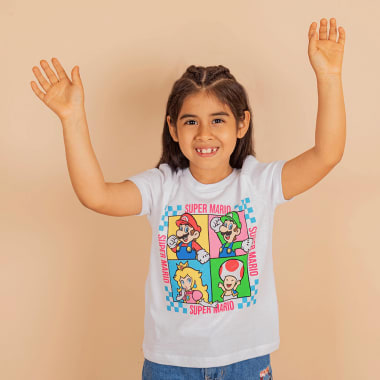 POLO  NIÑA MARIO BROS BLANCO