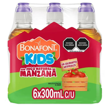 Bonafont Kids Manzana Paq 6 Pzas 300 Ml