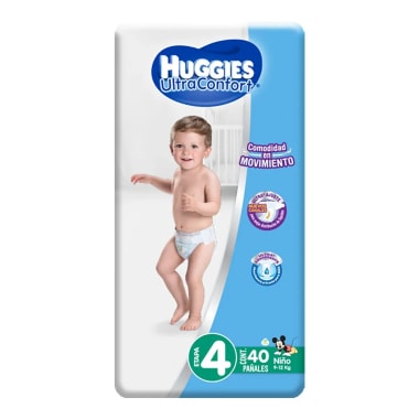 Pañal Huggies Ultraconfort Etapa 4 Niño C/40 Pzas