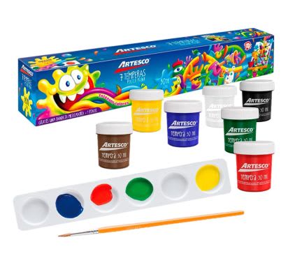 Témpera Art Kids 30 cc Estuche x 7 Unidades + Pincel