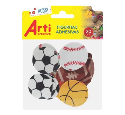 Figura Adhesiva Goma Eva de Pelotas Deportivas x 20 Piezas