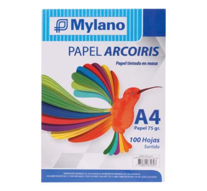 Papel Arcoiris  Surtido A4 Paquete x 100 Hojas