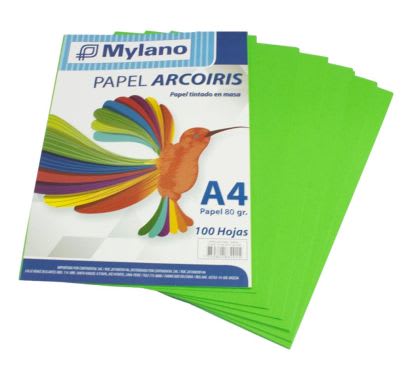 Papel A4 Verde Claro Paquete x 100 Hojas