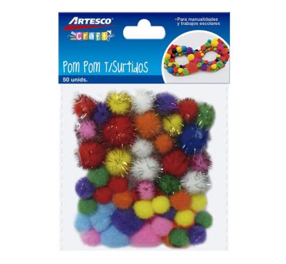 Pom Pom Colores Surtidos Bolsa x 50 Unidades