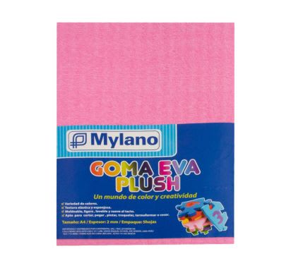 Goma Eva Plush A-4 Rosado  Bolsa x 5 Hojas Mylano