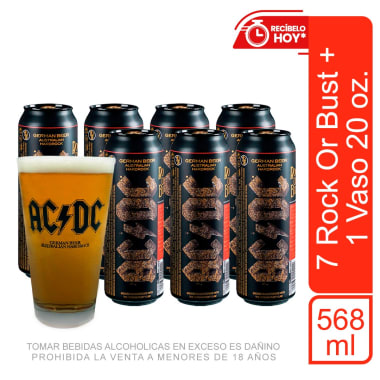 Pack 07 Cervezas ACDC Pale Lager 568ml + 01 Vaso