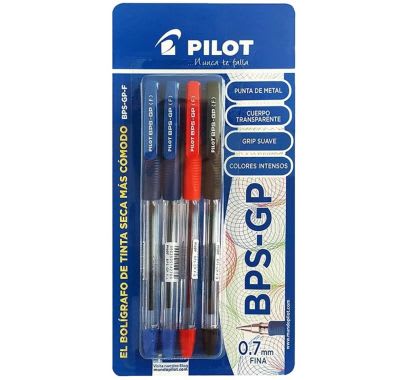 Lapicero BPS GP Blister x 4 Unidades 2 Azul / Negro / Rojo