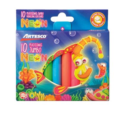 Plastilina Jumbo Neón x 10 Unidades