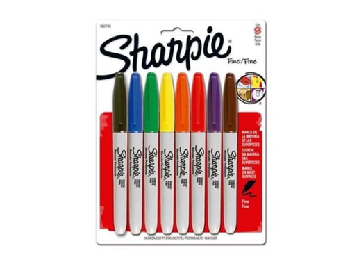 MARCADOR SHARPIE PUNTA FINA COLORES BÁSICOS EN BLISTER X 8